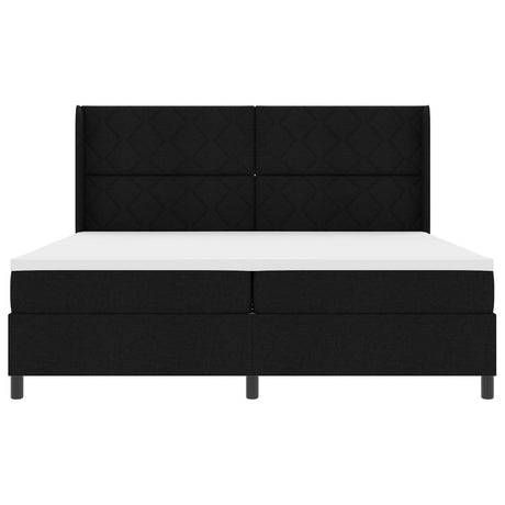 Box Spring Bed With Mattress & Led Black 200X200 Cm Fabric