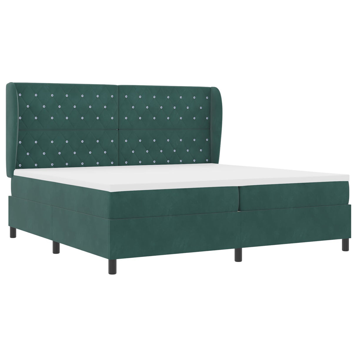 Box Spring Bed With Mattress Dark Green 200X200 Cm Velvet