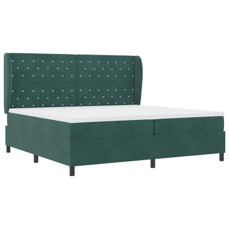 Box Spring Bed With Mattress Dark Green 200X200 Cm Velvet