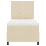 Box Spring Bed With Mattress & Led Cream 100X200 Cm Fabric