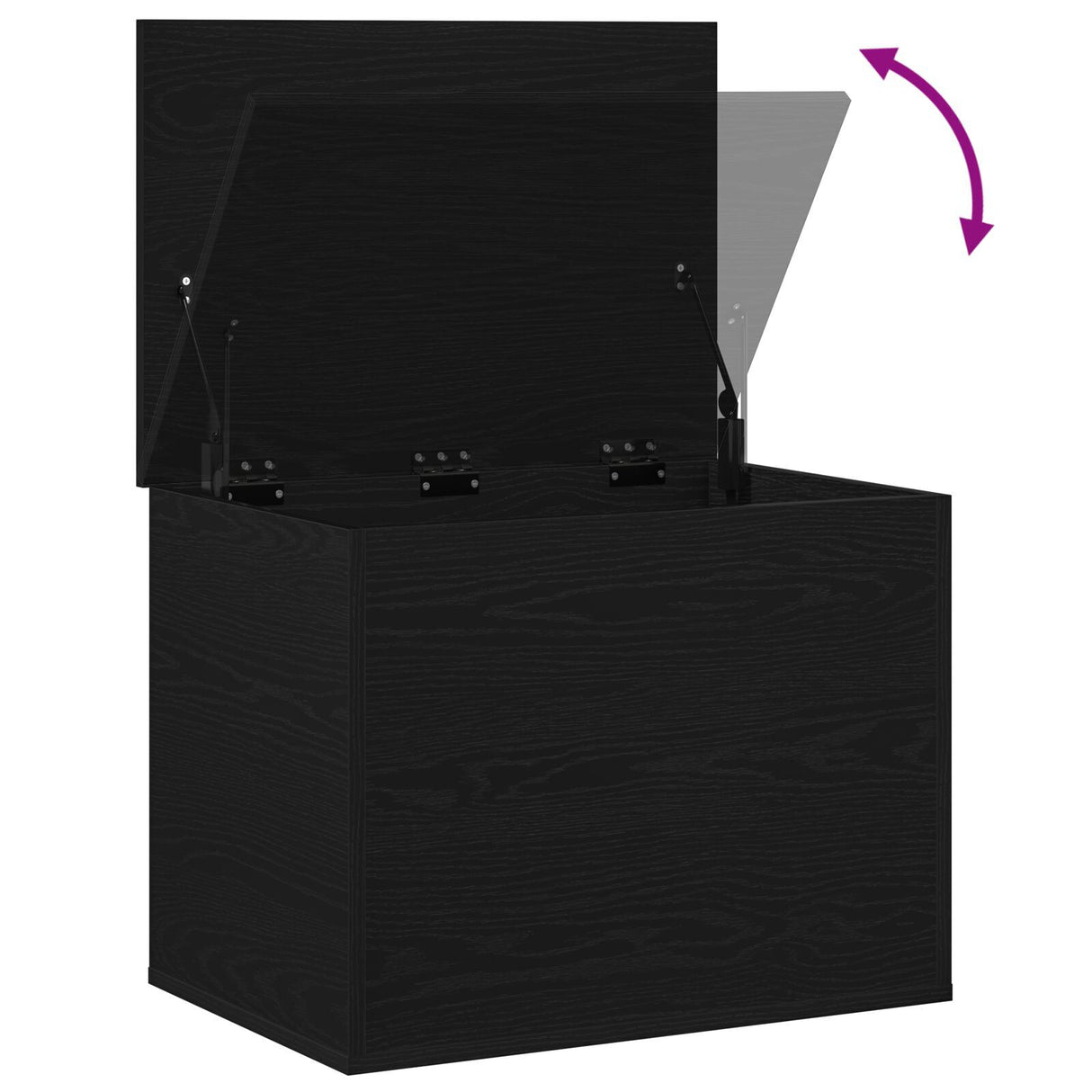 Storage Box With Lid Black Oak 60X42X46 Cm Engineered Wood