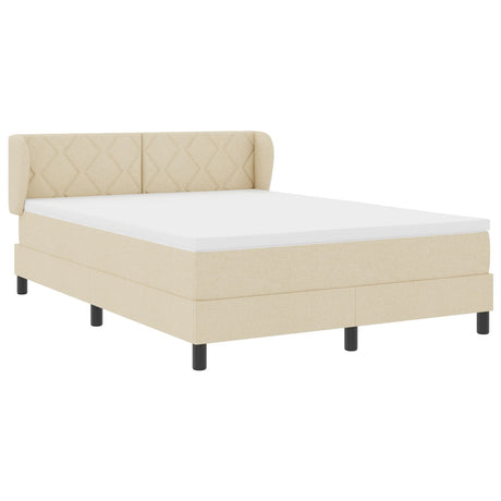 Box Spring Bed With Mattress In Cream, 140X200 Cm, Fabric