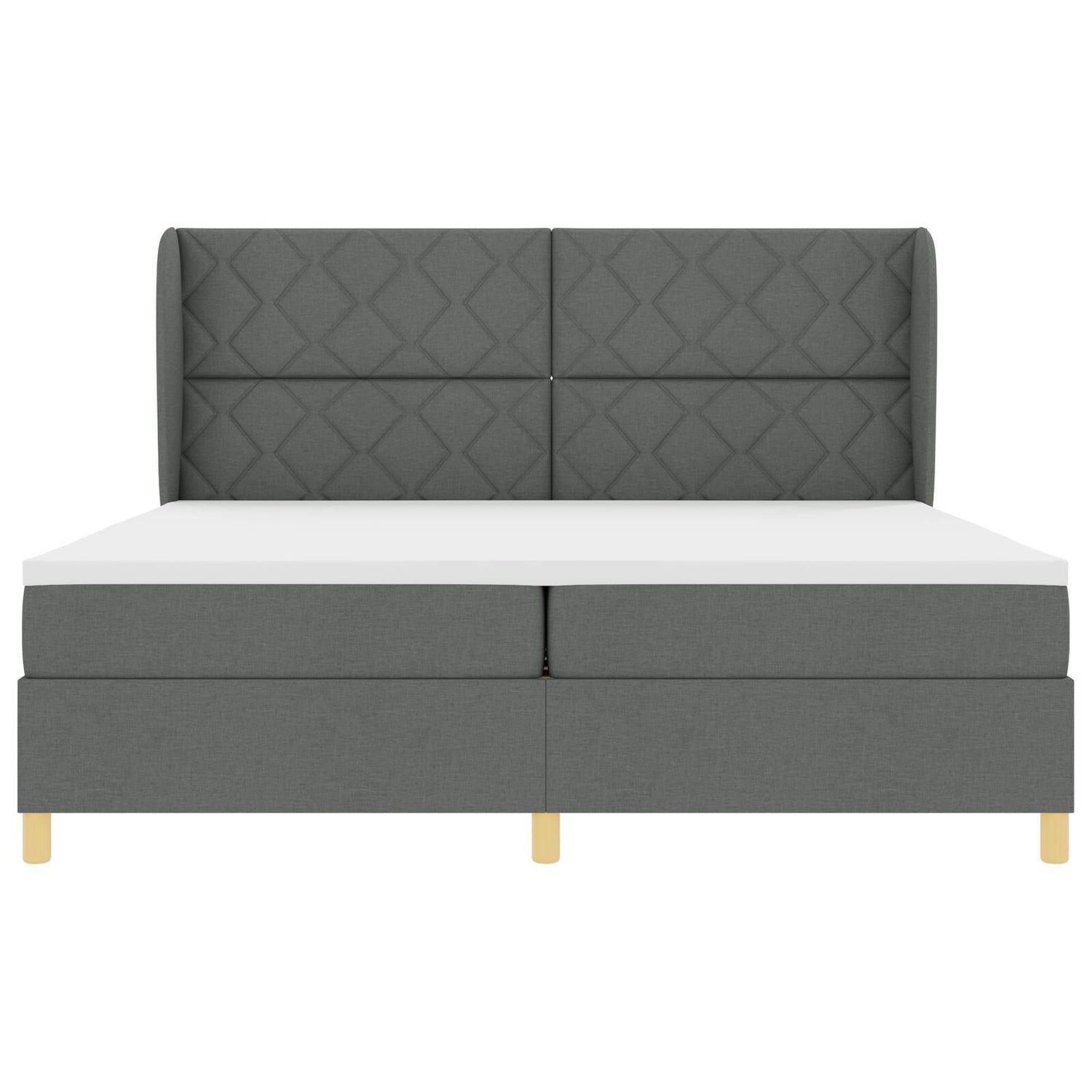 Box Spring Bed With Mattress Dark Grey 200X200 Cm Fabric