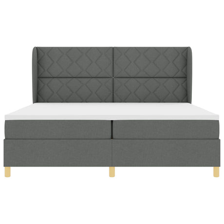 Box Spring Bed With Mattress Dark Grey 200X200 Cm Fabric