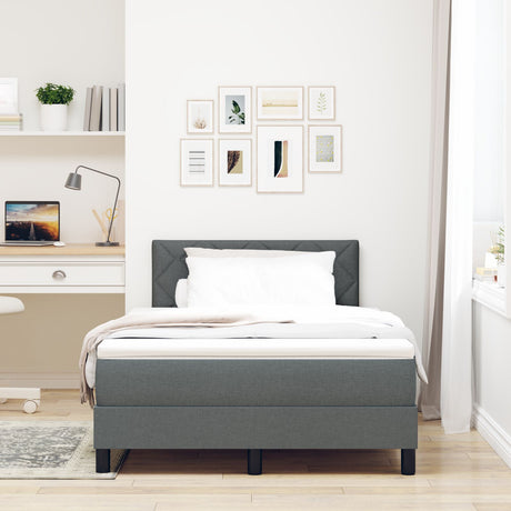 Box Spring Bed With Mattress & Led Dark Grey 120X200 Cm Fabric