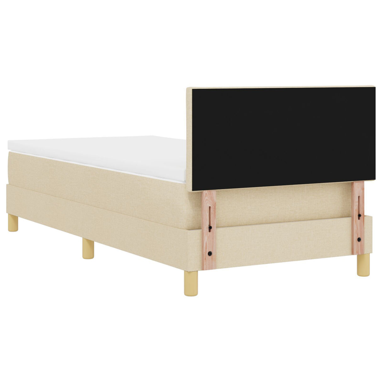 Box Spring Bed With Mattress & Led Cream 90X200 Cm Fabric