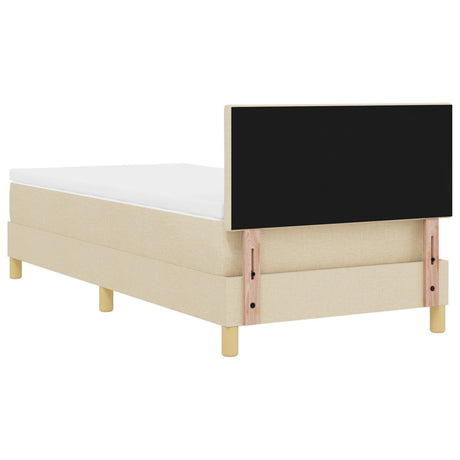 Box Spring Bed With Mattress & Led Cream 90X200 Cm Fabric