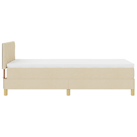 Box Spring Bed With Mattress & Led Cream 90X200 Cm Fabric