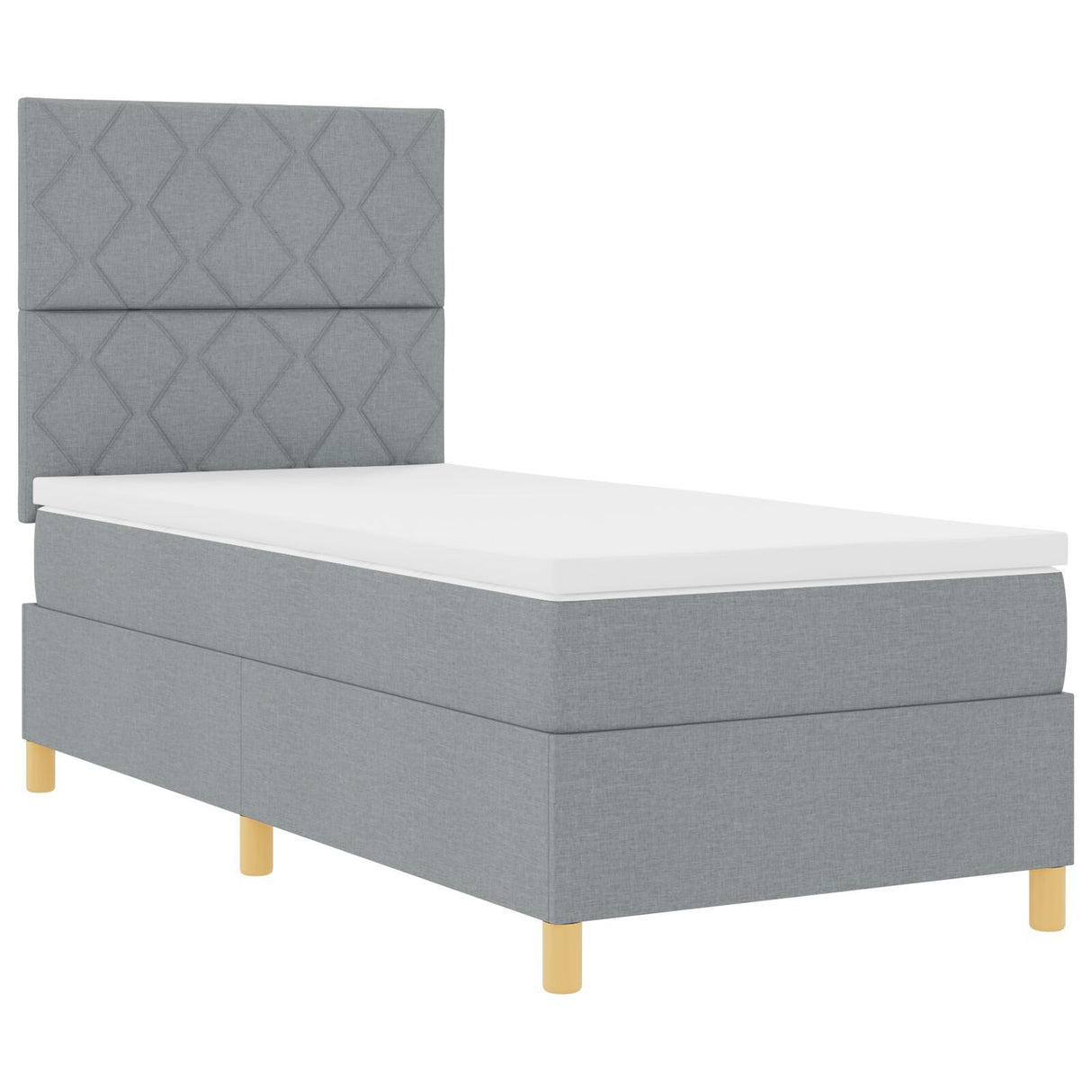 Box Spring Bed With Mattress & Led Light Grey 90X190 Cm Fabric