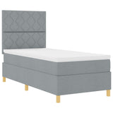 Box Spring Bed With Mattress & Led Light Grey 90X190 Cm Fabric
