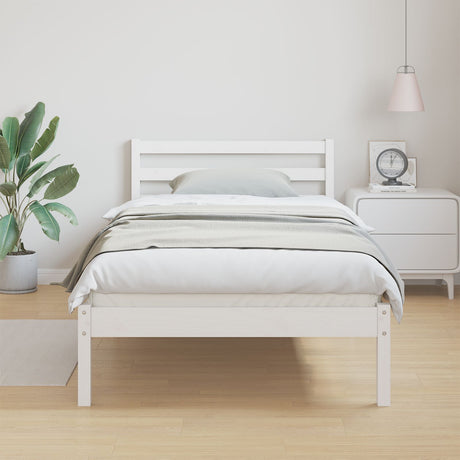 Bed Frame With Headboard White 90X210 Cm Solid Wood Pine