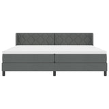 Box Spring Bed With Mattress Dark Grey 200X200 Cm Fabric,  Headboard Diamond Blocks Design Dark Grey 200 Cm Fabric
