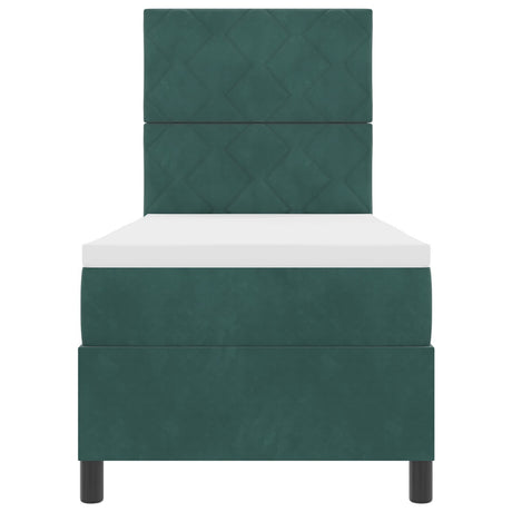 Box Spring Bed With Mattress Dark Green 80X200 Cm Velvet
