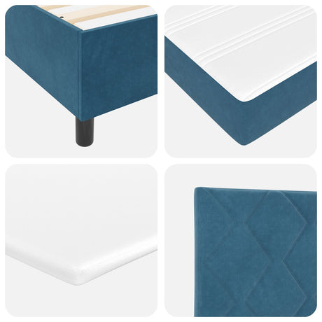 Box Spring Bed With Mattress & Led Dark Blue 180X200 Cm Velvet