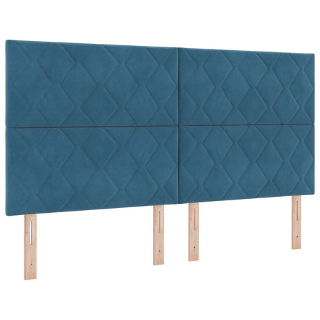 Box Spring Bed With Mattress & Led Dark Blue 180X200 Cm Velvet