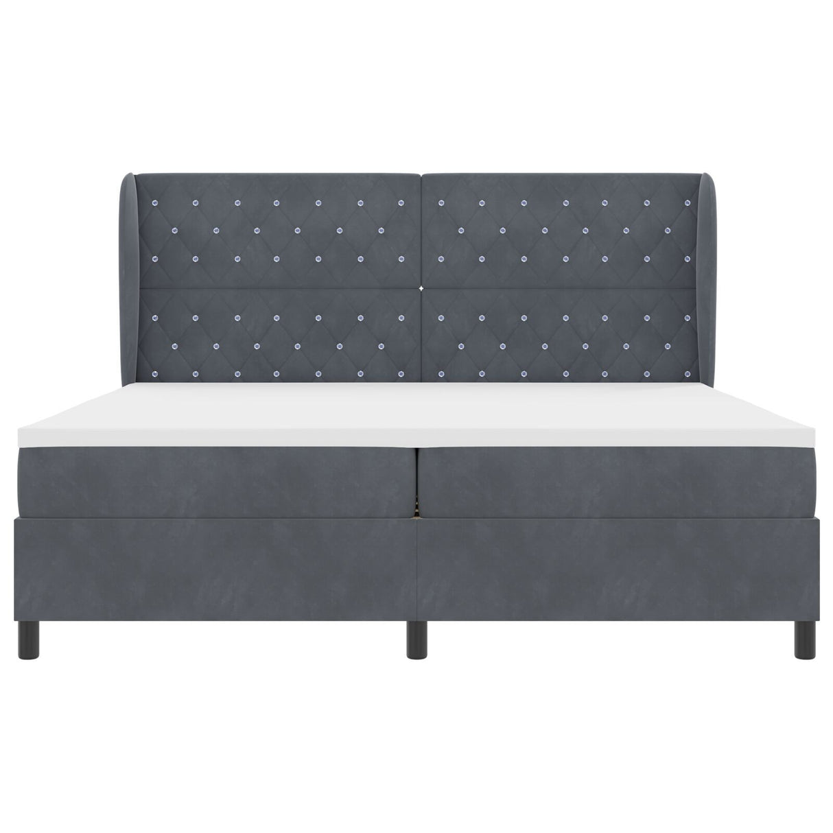 Box Spring Bed With Mattress Dark Grey 200X200 Cm Velvet