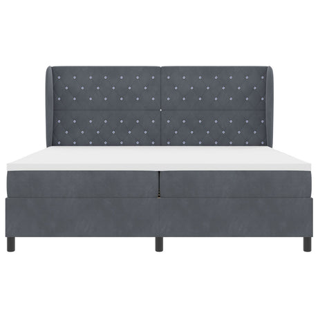 Box Spring Bed With Mattress Dark Grey 200X200 Cm Velvet