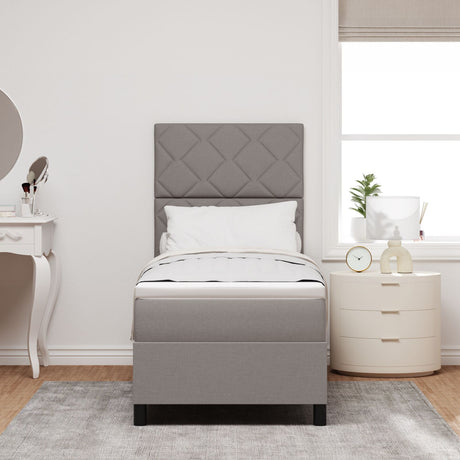 Box Spring Bed With Mattress & Led Taupe 80X200 Cm Fabric