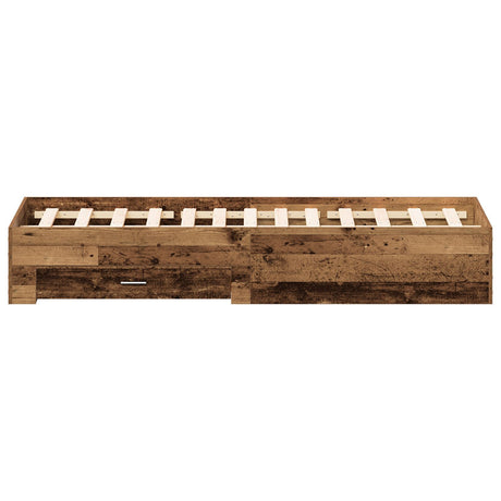 Bed Frame With Drawers Old Wood Engineered Wood 140 X 200 Cm