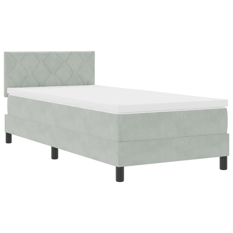 Box Spring Bed With Mattress & Led Light Grey 100X200 Cm Velvet
