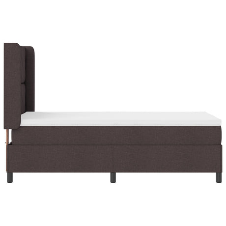Box Spring Bed With Mattress & Led Dark Brown 100X200 Cm Fabric