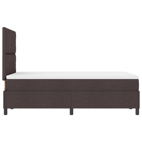 Box Spring Bed With Mattress & Led Dark Brown 120X200 Cm Fabric