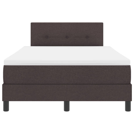 Box Spring Bed With Mattress & Led Dark Brown 120X190 Cm Fabric