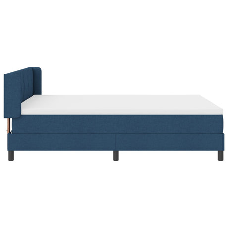 Box Spring Bed With Mattress Blue 160X200 Cm Fabric,  Headboard Diamond Blocks Design Blue 160 Cm Fabric