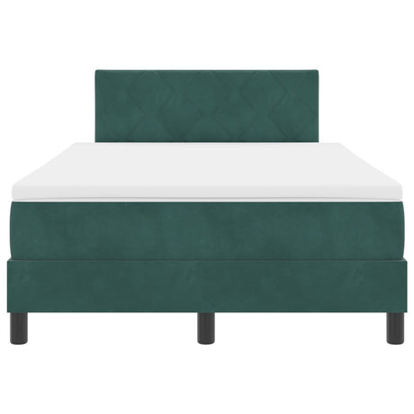 Box Spring Bed With Mattress & Led Dark Green 120X200 Cm Velvet