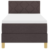 Box Spring Bed With Mattress & Led Dark Brown 80X200 Cm Fabric