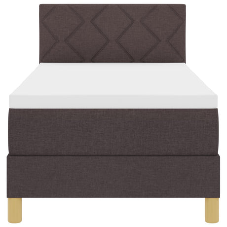 Box Spring Bed With Mattress & Led Dark Brown 80X200 Cm Fabric