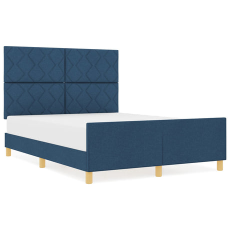 Bed Frame Blue 140X190 Cm Fabric