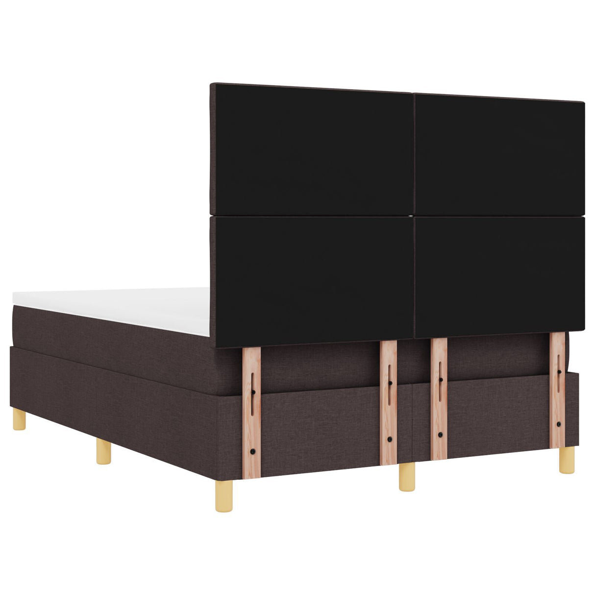 Box Spring Bed With Mattress & Led Dark Brown 140X200 Cm Fabric