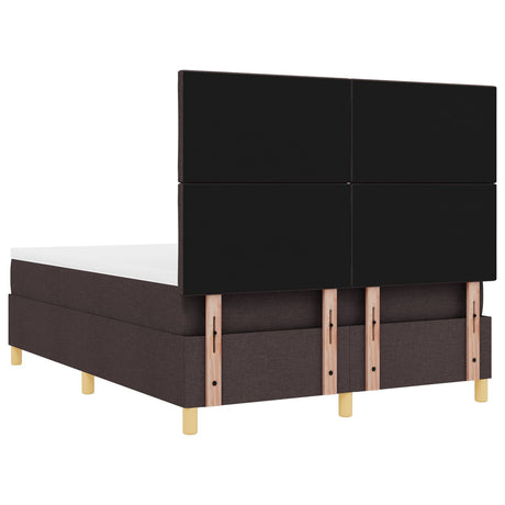 Box Spring Bed With Mattress & Led Dark Brown 140X200 Cm Fabric