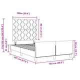 Bed Frame In Cream, 100X200 Cm, Made Of Fabric
