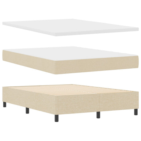 Box Spring Bed With Mattress & Led Cream 140X200 Cm Fabric