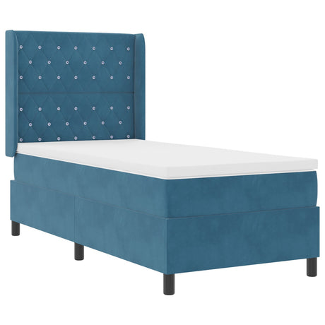 Box Spring Bed With Mattress Dark Blue 100X200 Cm Velvet
