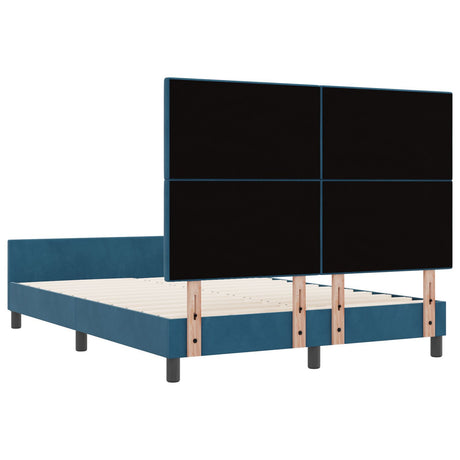 Bed Frame Dark Blue 140X190 Cm Velvet