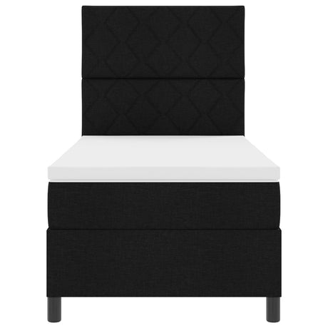 Box Spring Bed With Mattress & Led Black 90X190 Cm Fabric