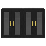 Wall Mounted Cabinets 2 Pcs Black Oak 69,5X34X90 Cm Engineered Wood
