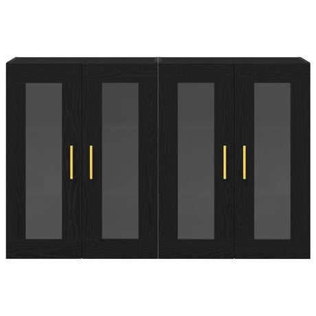 Wall Mounted Cabinets 2 Pcs Black Oak 69,5X34X90 Cm Engineered Wood