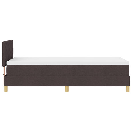 Box Spring Bed With Mattress & Led Dark Brown 80X200 Cm Fabric