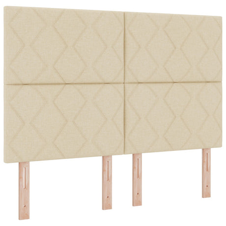 Box Spring Bed With Mattress & Led Cream 140X200 Cm Fabric