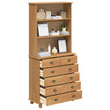 Hutch “Askim” Honey Brown 91X40X199.5 Cm Solid Wood Pine,  Hutch &quot;Askim&quot; 91X30X104 Cm Solid Wood Pine,  Chest Of Drawers &quot;Askim&quot; 91X40X95.5 Cm Solid Wood Pine