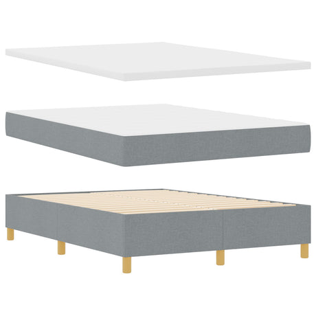 Box Spring Bed With Mattress Light Grey 160X200 Cm Fabric