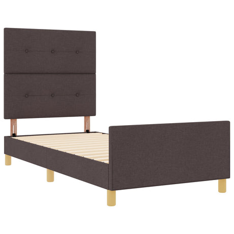 Bed Frame Dark Brown Wood, Fabric 80 X 200 Cm Durable Bed Frame