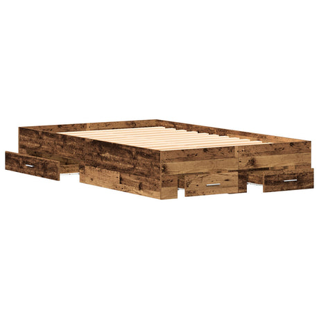 Bed Frame With Drawers Old Wood 120X200 Cm Engineered Wood
