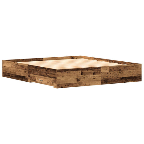 Bed Frame With Drawers Old Wood 180X200 Cm Engineered Wood