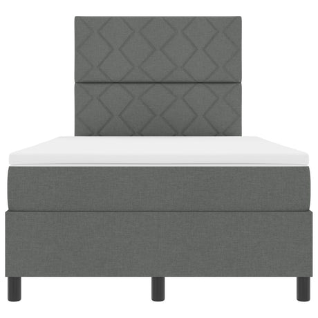 Box Spring Bed With Mattress & Led Dark Grey 120X190 Cm Fabric