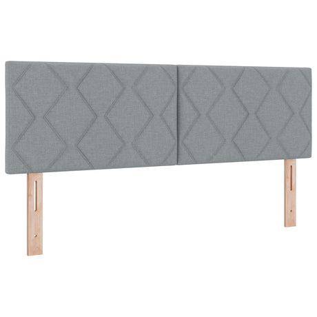 Box Spring Bed With Mattress & Led Light Grey 160X200 Cm Fabric